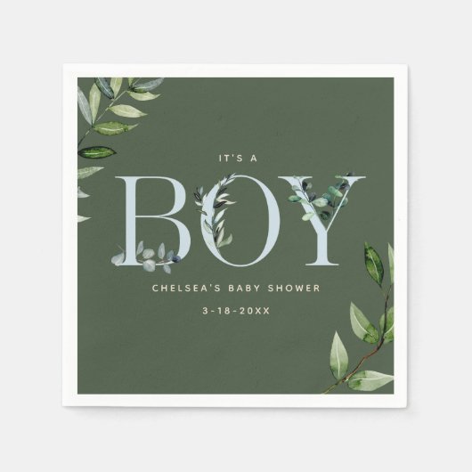 Eucalyptus Blue Green Boy Baby shower Servet (Voorkant)