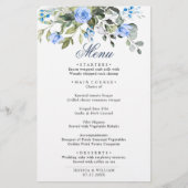 Eucalyptus Blue Rozen Floral Weddenschap menu (Voorkant)