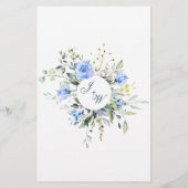 Eucalyptus Blue Rozen Floral Weddenschap menu (Achterkant)