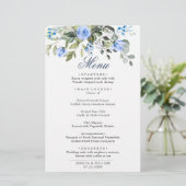 Eucalyptus Blue Rozen Floral Weddenschap menu (Staand voorkant)