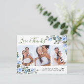 Eucalyptus Blue Rozen Weddenschap 3 Foto Hartelijk Briefkaart (Staand voorkant)