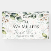 Eucalyptus Blush Alcohol Ink Bruidsdiner Spandoek (Horizontaal)