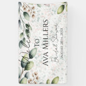 Eucalyptus Blush Alcohol Ink Bruidsdiner Spandoek (Verticaal)