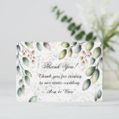 Eucalyptus Blush Alcohol Ink Bruiloft Bedankkaart (Staand voorkant)
