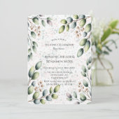 Eucalyptus Blush Alcohol Ink Bruiloft Kaart (Staand voorkant)