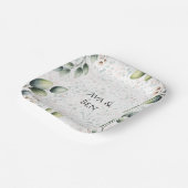 Eucalyptus Blush Alcohol Ink Bruiloft Papieren Bordje (Gebogen)