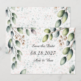Eucalyptus Blush Alcohol Ink Bruiloft Save The Date
