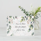 Eucalyptus Blush Alcohol Ink Bruiloft Save The Date (Staand voorkant)