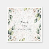 Eucalyptus Blush Alcohol Ink Bruiloft Servet (Voorkant)