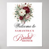 Eucalyptus Blush Burgundy Bruiloft Borrel Bord Poster (Voorkant)