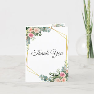 Eucalyptus Blush Pink Floral Geometric Weddenschap Bedankkaart