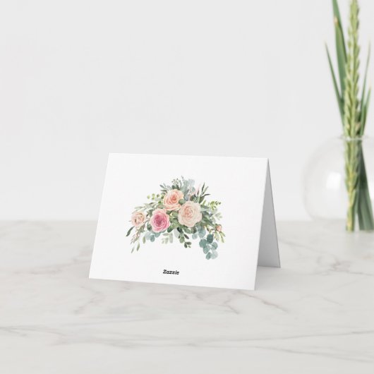 Eucalyptus Blush Pink Floral Geometric Wedding dan Bedankkaart (Achterkant)