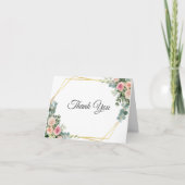 Eucalyptus Blush Pink Floral Geometric Wedding dan Bedankkaart (Voorkant)