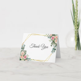 Eucalyptus Blush Pink Floral Geometric Wedding dan Bedankkaart