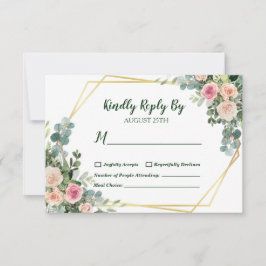 Eucalyptus Blush Pink Gold Geometric Weddenschap RSVP Kaartje