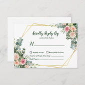 Eucalyptus Blush Pink Gold Geometric Weddenschap RSVP Kaartje (Voorkant / Achterkant)