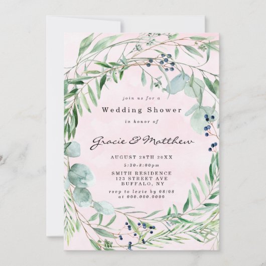 Eucalyptus Blush Pink Weddenschap Shower (Voorkant)