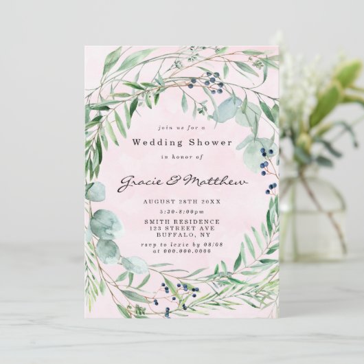 Eucalyptus Blush Pink Weddenschap Shower (Staand voorkant)