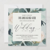 EUCALYPTUS BLUSH ROOS GRAY KRAFT FOLIAGE WEDDING KAART (Voorkant)