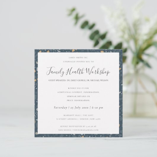 EUCALYPTUS BLUSH ROOS KRAFT NAVY WORKSHOP EVENT KAART (Staand voorkant)