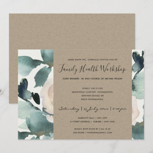 EUCALYPTUS BLUSH ROOS KRAFT PINK WORKSHOP EVAL KAART (Voorkant / Achterkant)