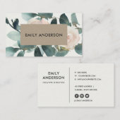 EUCALYPTUS BLUSH ROOS PEONY KRAFT FAUNA WATERVERF VISITEKAARTJE (Voorkant / Achterkant)