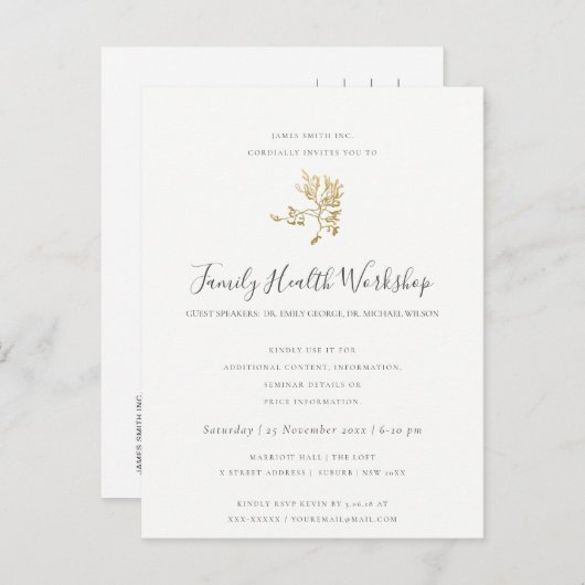 EUCALYPTUS BLUSH ROOS PINK KRAFT WORKSHOP EVAL AANKONDIGINGSKAART (Voorkant / Achterkant)