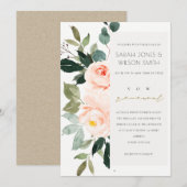 Eucalyptus Blush Roos Roze Wow Renewal Uitnodigen Bedankkaart (Voorkant / Achterkant)