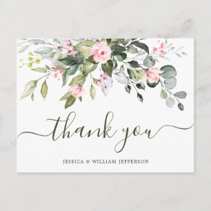Eucalyptus Blush Roses Weddenschap Bedankt Briefkaart