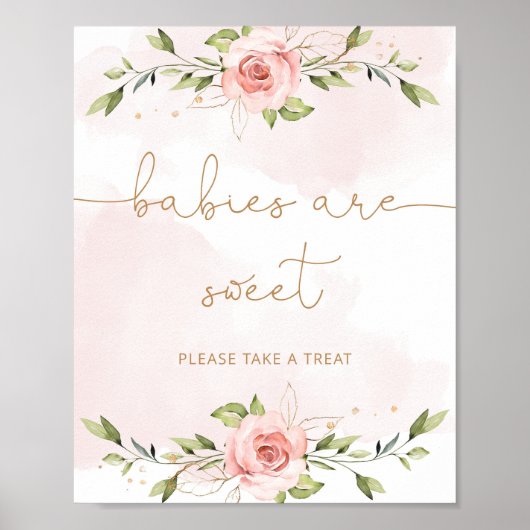 Eucalyptus blush roze florale baby's zijn zoet poster (Voorkant)