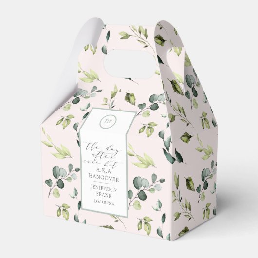 Eucalyptus Blush Roze Hangover Kit Bruiloft Bedankdoosjes (Voorkant Zijde)