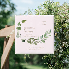 Eucalyptus Blush Trouwkaart Vierkante Save the Dat Magneet