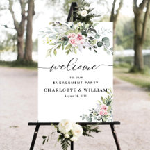 Eucalyptus Blush Verloving Feest Poster