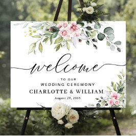 Eucalyptus Blush Wedding Ceremony Poster