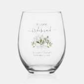 Eucalyptus Boeket Bruidsmeisje Maid of Honor Gift Wijnglas Zonder Voet (Voorkant)