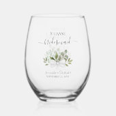 Eucalyptus Boeket Bruidsmeisje Maid of Honor Gift Wijnglas Zonder Voet (Achterkant)