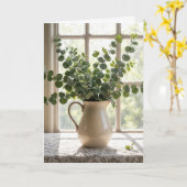 Eucalyptus boeket denkt aan jou kaart (Gele Bloem)