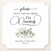 Eucalyptus boeket neem niet mijn Drink bruiloft Kartonnen Onderzetters (Voorkant)