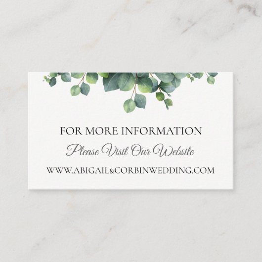 Eucalyptus Boeket Wedding Website Details Informatiekaartje (Voorkant)