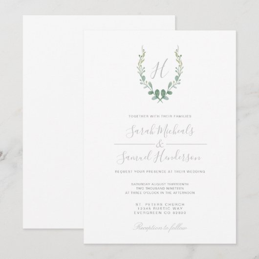 eucalyptus boerderij bruiloft uitnodigen kaart (Voorkant / Achterkant)