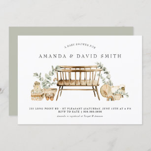 Eucalyptus Bohemen Baby shower Sage Green  Kaart