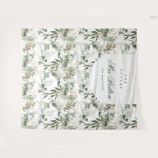 Eucalyptus Boho Arch Pampas Vrijgezellenfeest Back Wandkleed (Voorkant (horizontaal))