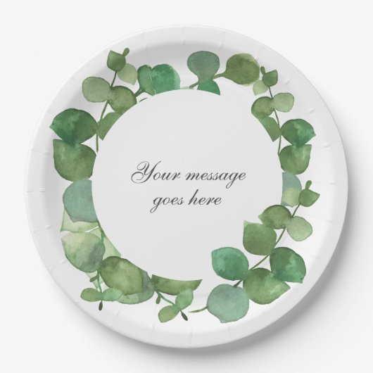 Eucalyptus Boho Bloemenweelde Papieren Bordje (Voorkant)