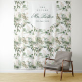 Eucalyptus Boho Boog Pampas Bruidsfeest Achtergron Wandkleed (In situ)