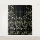 Eucalyptus Boho Boog Zwarte Bruidsdouche Achtergro Wandkleed (Voorkant)