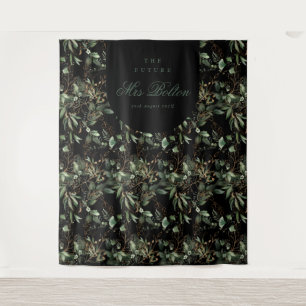 Eucalyptus Boho Boog Zwarte Bruidsdouche Achtergro Wandkleed