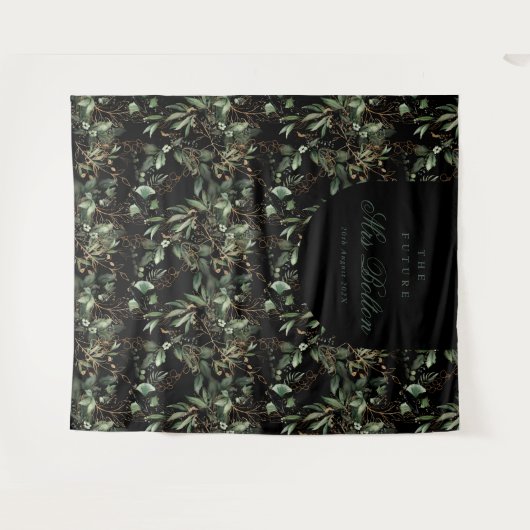 Eucalyptus Boho Boog Zwarte Bruiloft Backdrop Wandkleed (Voorkant (horizontaal))