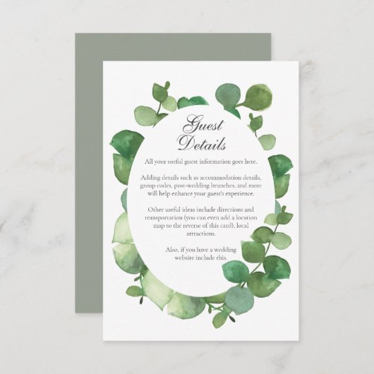 Eucalyptus Boho Greenery Gastinformatie Details Informatiekaartje (Voorkant / Achterkant)