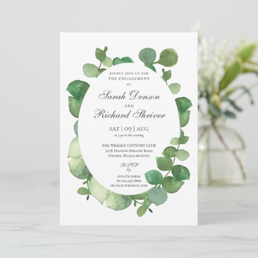 Eucalyptus Boho groen bloemenverlovingsfeest Kaart (Staand voorkant)