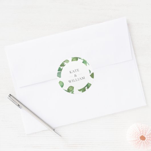 Eucalyptus Boho groen Ronde Sticker (Envelop)
